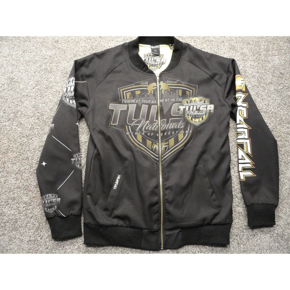 Nearfall World of Wrestling Mens Jacket 66TH Tulsa Nationals Full Zip SZ L -OOAK